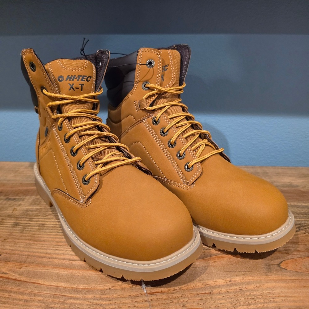 Hi-Tec Mens M Cade 7in Steel Toe Work Boot Wheat Waterproof Oil Resistant 9M